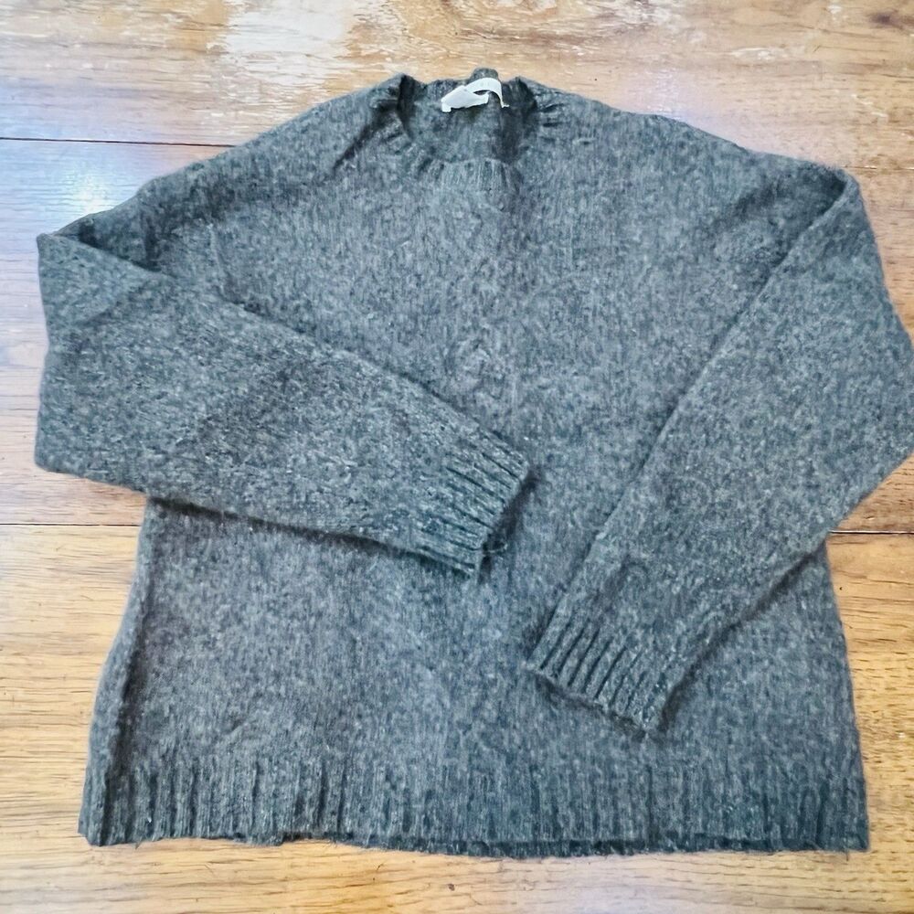 Perry Ellis 100% Lambswool Crewneck Sweater Womens Size Large Heathered Gray